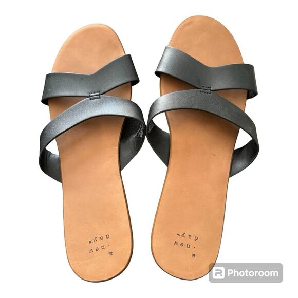 A New Day Catie Slide Sandals Open Toe Black Size 10 - Picture 4 of 6